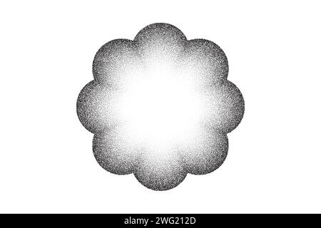 Sfondo con motivo floreale Dotwork. Punti di disturbo neri. Vettore tratteggiato Illustrazione Vettoriale