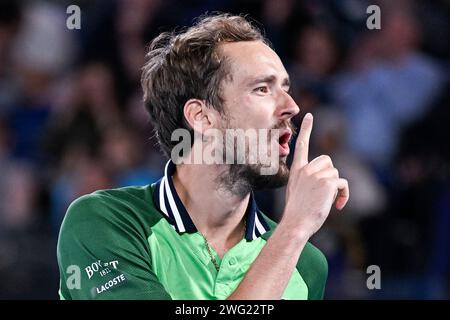 Melbourne, Australie. 26 gennaio 2024. Daniil Medvedev durante il torneo di tennis Australian Open AO 2024 del grande Slam il 26 gennaio 2024 al Melbourne Park di Melbourne, Australia. Foto Victor Joly/DPPI Credit: DPPI Media/Alamy Live News Foto Stock