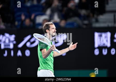 Melbourne, Australie. 26 gennaio 2024. Daniil Medvedev durante il torneo di tennis Australian Open AO 2024 del grande Slam il 26 gennaio 2024 al Melbourne Park di Melbourne, Australia. Foto Victor Joly/DPPI Credit: DPPI Media/Alamy Live News Foto Stock