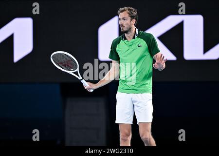 Melbourne, Australie. 26 gennaio 2024. Daniil Medvedev durante il torneo di tennis Australian Open AO 2024 del grande Slam il 26 gennaio 2024 al Melbourne Park di Melbourne, Australia. Foto Victor Joly/DPPI Credit: DPPI Media/Alamy Live News Foto Stock