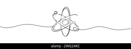 Molecola Atom a linea continua. Elementi decorativi disegnati su sfondo bianco Illustrazione Vettoriale