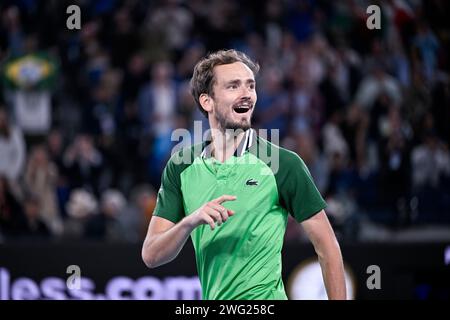 Melbourne, Australie. 26 gennaio 2024. Daniil Medvedev durante il torneo di tennis Australian Open AO 2024 del grande Slam il 26 gennaio 2024 al Melbourne Park di Melbourne, Australia. Foto Victor Joly/DPPI Credit: DPPI Media/Alamy Live News Foto Stock