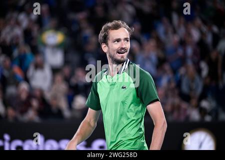 Melbourne, Australie. 26 gennaio 2024. Daniil Medvedev durante il torneo di tennis Australian Open AO 2024 del grande Slam il 26 gennaio 2024 al Melbourne Park di Melbourne, Australia. Foto Victor Joly/DPPI Credit: DPPI Media/Alamy Live News Foto Stock