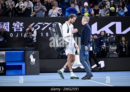 Melbourne, Australie. 26 gennaio 2024. Daniil Medvedev durante il torneo di tennis Australian Open AO 2024 del grande Slam il 26 gennaio 2024 al Melbourne Park di Melbourne, Australia. Foto Victor Joly/DPPI Credit: DPPI Media/Alamy Live News Foto Stock