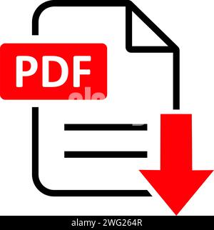 Icona formato file PDF , testo documento, download file PDF Illustrazione Vettoriale