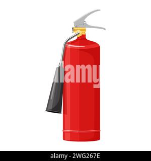 estintore a biossido di arbon con ugello isolato su sfondo bianco. Attrezzature antincendio portatili dei vigili del fuoco. Professionale a. Illustrazione Vettoriale