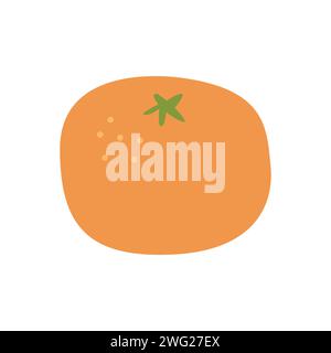 Illustrazione vettore di frutta arancione. Doodle colorato disegnato a mano intero tangerino isolato su bianco. Agrumi. Succoso citron Illustrazione Vettoriale
