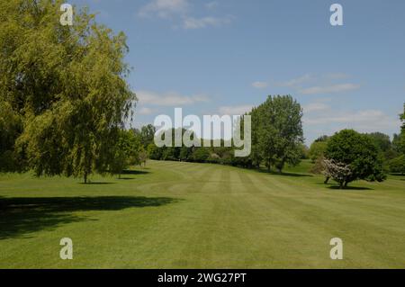 Vista dal raccordo a T al 10th Fairway, Maylands Golf Club, Nr. Romford, Essex; Inghilterra. Foto Stock