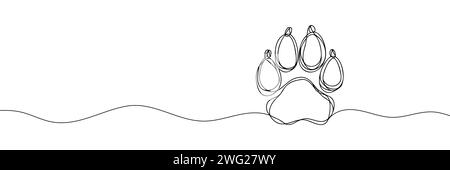 Disegno continuo di una linea di un'illustrazione PAW pad.Vector. Illustrazione Vettoriale