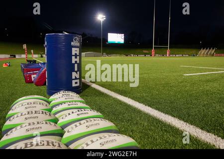 Vista generale di Stadiwm CSM prima della Guinness U20 Six Nations Match 2024 Galles U20s vs Scozia U20s a Stadiwm CSM, Colwyn Bay, Regno Unito, 2 febbraio 2024 (foto di Steve Flynn/News Images) Foto Stock