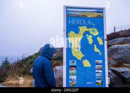 Mappa della riserva naturale di Herdla, Askøy, Bergen, Norvegia Foto Stock