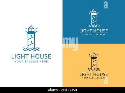 Lighthouse Real State Logo Design per Business Vector Illustrazione Vettoriale