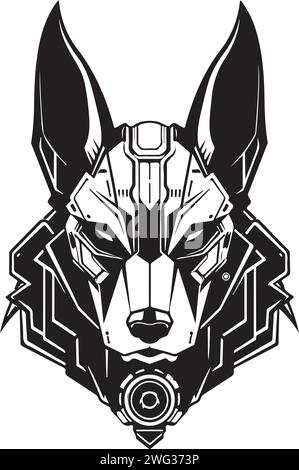Moderno e rigoroso modello logo di cane astratto, testa di lupo. Illustrazione vettoriale di lupo o cane per stampa, poster o logo. Illustrazione Vettoriale