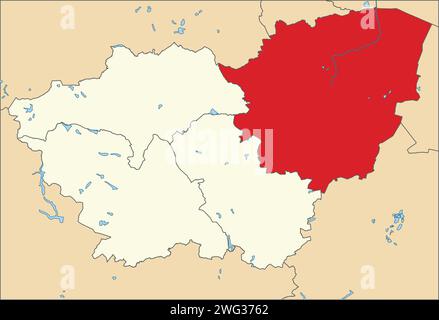 Mappa rossa del METROPOLITAN BOROUGH E DELLA CITTÀ DI DONCASTER, SOUTH YORKSHIRE Illustrazione Vettoriale