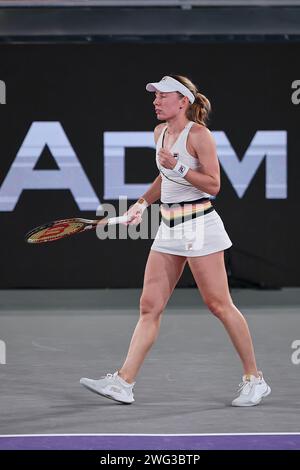 Linz, alta Austria, Austria. 2 febbraio 2024. Ekaterina Alexandrova in azione durante l'alta Austria Ladies Linz - Womens Tennis, WTA500 (Credit Image: © Mathias Schulz/ZUMA Press Wire) SOLO USO EDITORIALE! Non per USO commerciale! Foto Stock