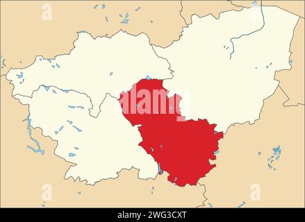 Mappa rossa del METROPOLITAN BOROUGH DI ROTHERHAM, SOUTH YORKSHIRE Illustrazione Vettoriale