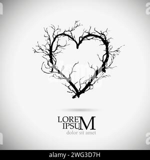 Cuore di ramoscelli. Buon San Valentino. disegno manuale. Non ai, illustrazione vettoriale Illustrazione Vettoriale