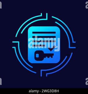 protezione dei documenti, icona di sicurezza con chiave Illustrazione Vettoriale