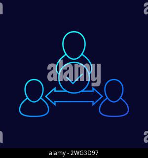 icona linea broker o di terze parti, vettore Illustrazione Vettoriale