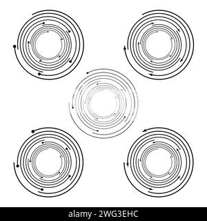 La cornice circolare ruota, il simbolo lineare ruota, il loop della cornice circolare, la barra di caricamento del cerchio. Illustrazione Vettoriale