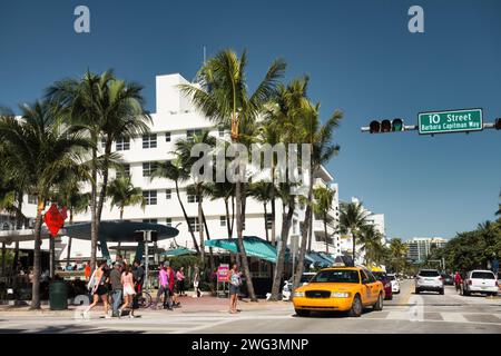 Quartiere di South Beach di Miami Beach, Florida, Stati Uniti Foto Stock