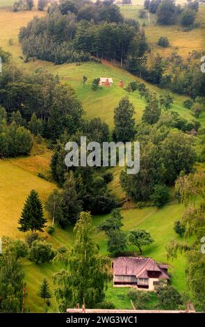 Paesaggio nella contea di Arges, Romania, circa 1999 Foto Stock