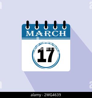 Icona giorno del calendario - 17 marzo. diciassettesimo giorno del mese, illustrazione vettoriale. Illustrazione Vettoriale