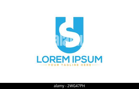 Logo Design US Letter. Design creativo e moderno del logo degli Stati Uniti. Illustrazione Vettoriale
