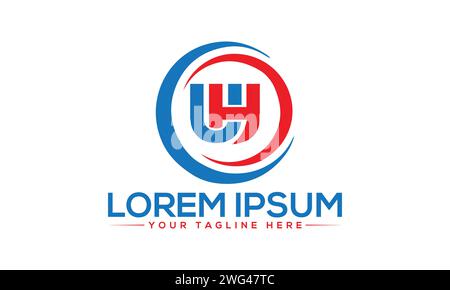 Logo design UH Letter. Design creativo DEL logo. Illustrazione Vettoriale