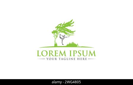 Design con logo Yoga. Design creativo del logo. Illustrazione Vettoriale
