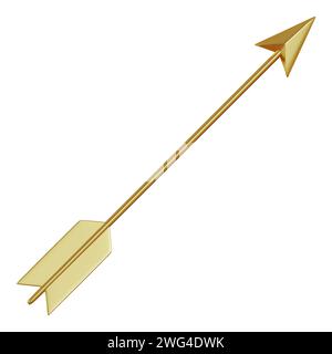 Freccia d'oro che punta verso l'alto. Icona 3d realistica isolata su sfondo bianco. Illustrazione vettoriale Illustrazione Vettoriale