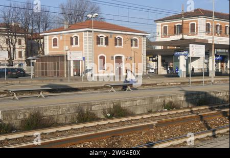 Stazione ferroviaria di Treviglio lungo il tratto Milano-Venezia Foto Stock