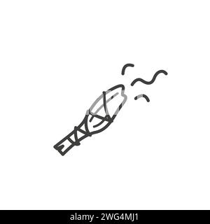 Illustrazione isolata a forma di doodle disegnata a mano con bastone per sbavature di salvia. Cerimonia di combustione delle erbe sacre. Icona del contorno vettoriale di sbavature Illustrazione Vettoriale