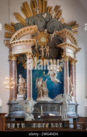 Die evangelisch-lutherische Erlšserkirche (dŠnisch VOR Frelsers Kirke) ist eine Barockkirche in der dŠnischen Hauptstadt Kopenhagen. SIE e Besonder Foto Stock