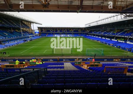 Liverpool, Regno Unito. 3 febbraio 2024. Vista interna dello stadio in vista della partita di Premier League Everton vs Tottenham Hotspur a Goodison Park, Liverpool, Regno Unito, 3 febbraio 2024 (foto di Conor Molloy/News Images) a Liverpool, Regno Unito il 2/3/2024. (Foto di Conor Molloy/News Images/Sipa USA) credito: SIPA USA/Alamy Live News Foto Stock