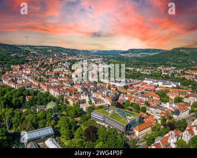 Vista dall'alto sulla città di Jena in Turingia Foto Stock