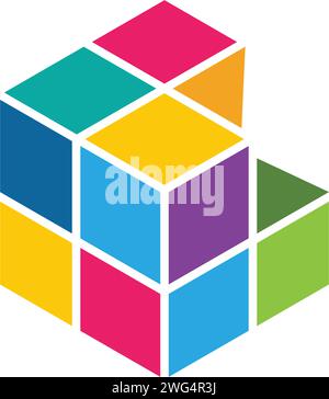 Disegno illustrativo dell'icona vettoriale modello logo cubo Illustrazione Vettoriale
