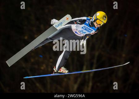 Germania. 2 febbraio 2024. Jenny RAUTIONAHO (Finnland), Women Large Hill Individual, Weltcup Skispringen Herren Training Mühlenkopfschanze, 02. Febbraio 2024, Willingen (Upland)/Hessen/Deutschland, Nutzungshinweis: EIBNER-PRESSEFOTO Tel: 0172 837 4655 credito: dpa picture Alliance/Alamy Live News Credit: dpa picture Alliance/Alamy Live News Foto Stock