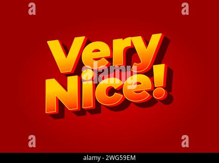 Molto bello. Design effetto testo in giallo rosso. Sfondo rosso Illustrazione Vettoriale