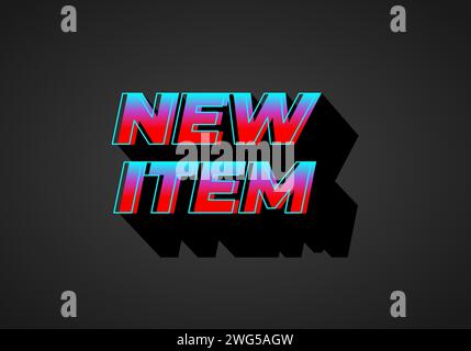 Nuovo elemento. Progettazione di effetti di testo in aspetto 3D. Colore blu/rosso sfumato. Sfondo scuro Illustrazione Vettoriale