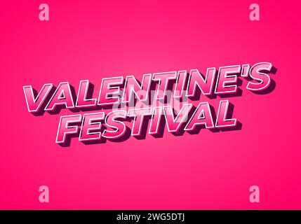 Il festival di San Valentino. Progettazione di effetti di testo in aspetto 3D. Colore rosa sfumato Illustrazione Vettoriale
