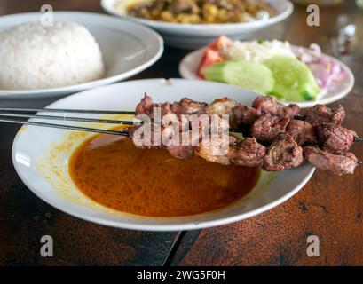 Sate Klathak o Klatak Satay, un tradizionale satay di capra di Yogyakarta, Indonesia. Foto Stock