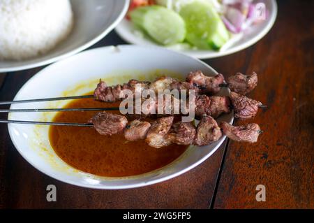 Sate Klathak o Klatak Satay, un tradizionale satay di capra di Yogyakarta, Indonesia. Foto Stock