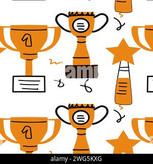 Premiate il concetto di campione delle coppe First Place. Illustrazione vettoriale isolata. Può essere utilizzato per l'avvolgimento di carta, tessuti per la stampa, poster. Illustrazione Vettoriale