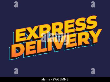 Consegna espressa. Progettazione di effetti di testo in aspetto 3D. Colore giallo Illustrazione Vettoriale