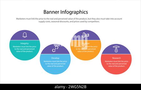 Spirale moderne opzioni infographics banner. Illustrazione Vettoriale. può essere utilizzato per il layout di flusso di lavoro, diagramma, il numero delle opzioni, web design. Illustrazione Vettoriale