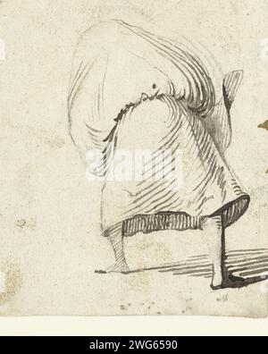 Donna con la gonna sulla testa, da dietro, 1651 che disegna carta Zwolle. inchiostro. gesso Foto Stock