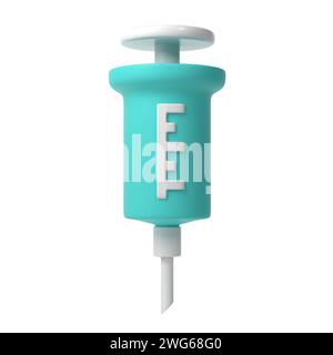 Illustrazione di concetto della siringa medica 3d con l'ago plasticina stile cartoncino vaccinazione Foto Stock