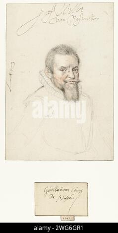 Ritratto di Graef Willem van Nassowien, Crispijn van de Passe (i), 1593 disegno Conte Willem Lodewijk van Nassau (1560-1620), figlio di Johan de Oude. carta. inchiostro. personaggi storici con gesso Foto Stock