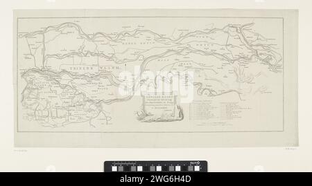 Linial card serve per informazioni sull'incrocio in AO. 1799, 1799 - 1800 Stampa Mappa del bacino fluviale, Lek, Maas e Waal. Parte di un gruppo di placche a Verband con le dighe e le inondazioni nella parte meridionale di Gelderland nel febbraio 1799. Nel mezzo di un cartiglio con titolo e un IJsschots. A destra la Legenda A-M delle principali dighe di febbraio. Carte per incisione/incisione dei Paesi Bassi di paesi o regioni diversi Paesi Bassi. Reno. Perdita. Waal. Mesh. Betuwe. Terra di Altena Foto Stock